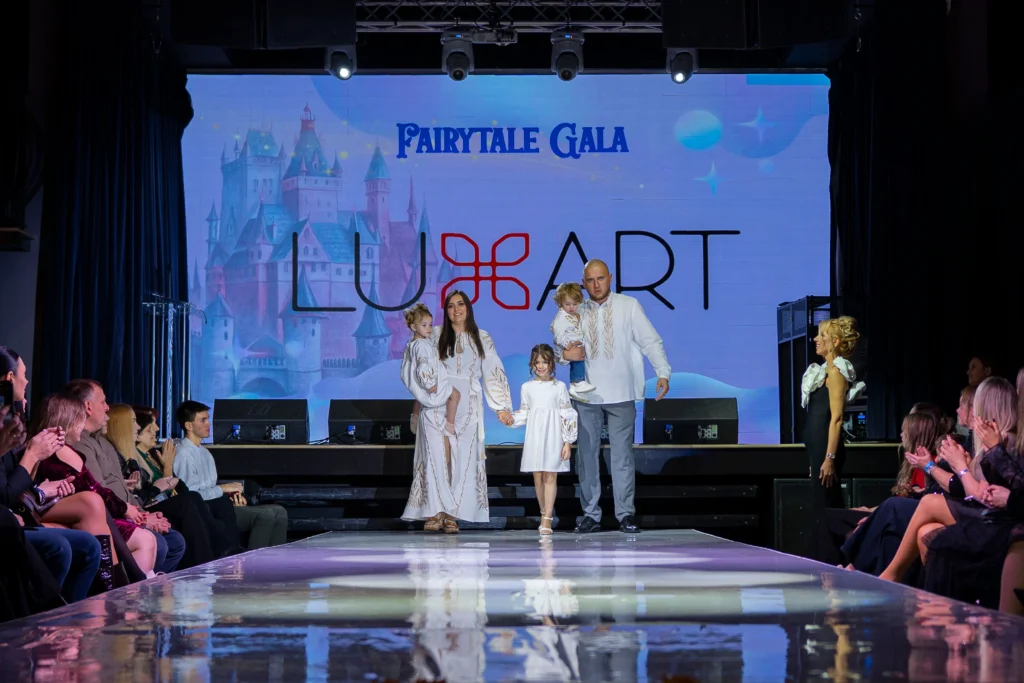 The family on stage at the Fairytale Gala